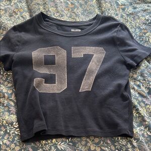 Hollister Dark Blue Tee with Gray '97' Graphic